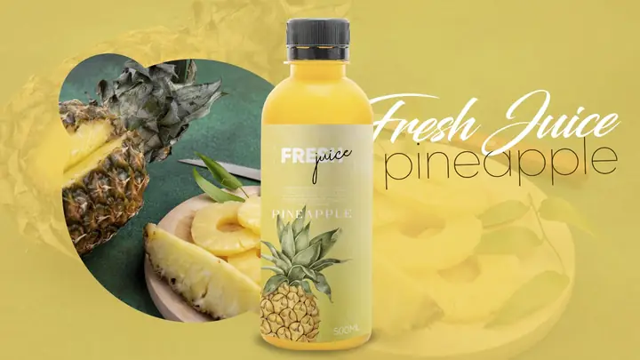 Fresh Juice — Pineapple — Packaging Design by Jadooger
